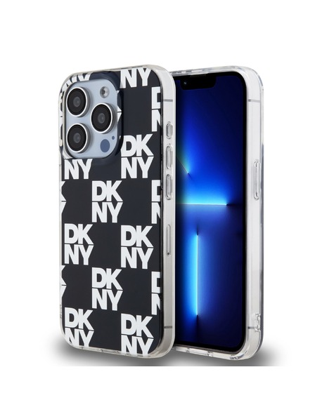 DKNY PC/TPU Checkered Pattern Back Cover pentru iPhone 15 Pro negru DKNY