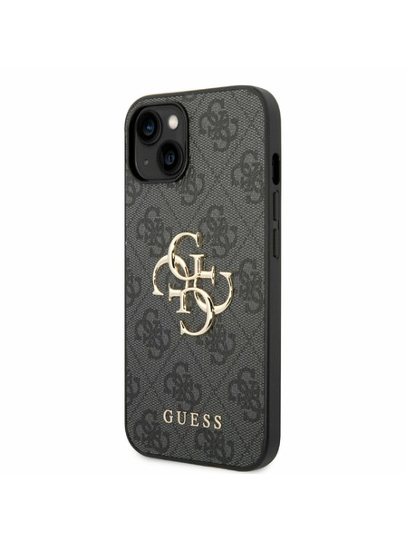 Guess PU 4G Metal Logo Zadní Kryt pro iPhone 14 Grey Carcasa de telefon