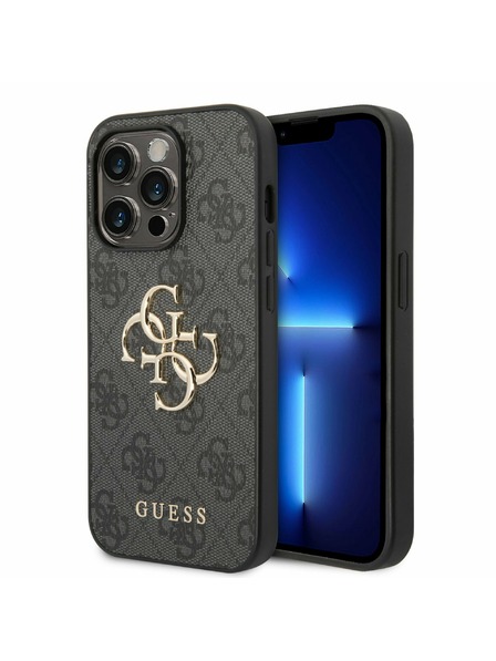 Guess Guess PU 4G Metal Logo Back Cover pentru iPhone 14 Pro Grey
