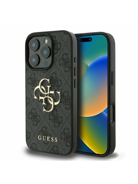 Guess Guess PU 4G Metal Logo Back Cover pentru iPhone 16 Pro Grey