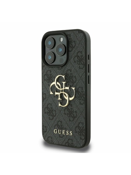 Guess Guess PU 4G Metal Logo Back Cover pentru iPhone 16 Pro Grey
