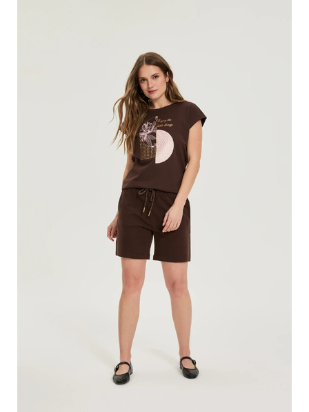 Moodo Pantaloni scurți din bumbac maro Moodo