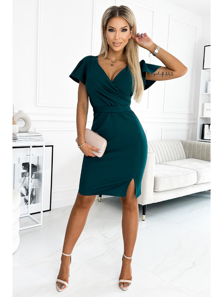 numoco Rochie NINA cu decolteu creion - verde Numoco NINA