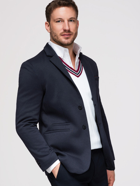 Ombre Clothing Sacou tricot pentru bărbați SLIM FIT - albastru închis V3 M170 Ombre Clothing