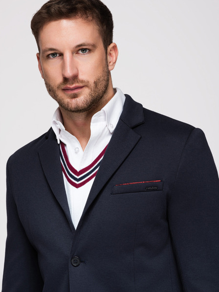 Ombre Clothing Sacou tricot pentru bărbați SLIM FIT - albastru închis V3 M170 Ombre Clothing