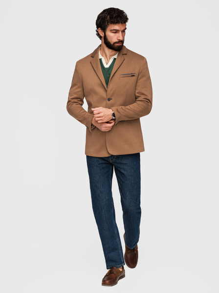 Ombre Clothing Sacou tricot pentru bărbați SLIM FIT custom - maro deschis V4 M170 Ombre Clothing