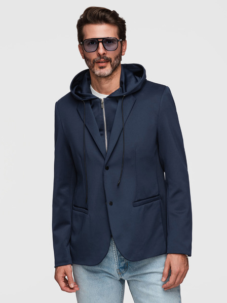 Ombre Clothing Sacou elegant pentru bărbați cu căptușeală detașabilă și glugă reglabilă - albastru închis V2 M168 Ombre Clothing