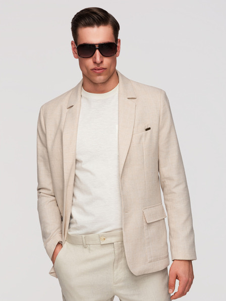 Ombre Clothing Sacou pentru bărbați REGULAR fit cu pânză - bej V1 M169 Ombre Clothing