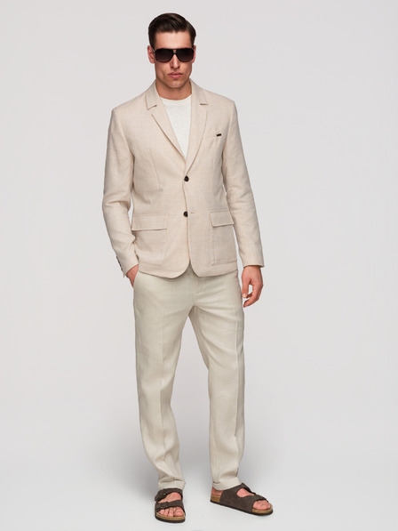 Ombre Clothing Sacou pentru bărbați REGULAR fit cu pânză - bej V1 M169 Ombre Clothing