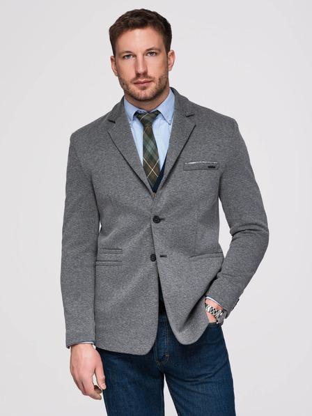 Ombre Clothing Sacou tricot pentru bărbați SLIM FIT - gri grafit V1 M170 Ombre Clothing