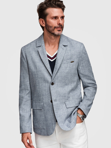 Ombre Clothing Sacou pentru bărbați REGULAR fit cu pânză - albastru deschis V4 M169 Ombre Clothing