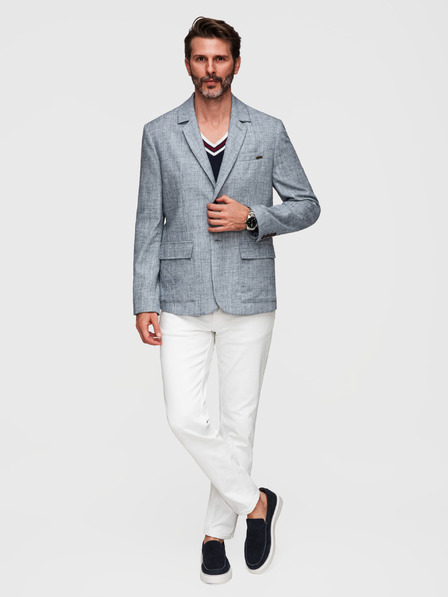 Ombre Clothing Sacou pentru bărbați REGULAR fit cu pânză - albastru deschis V4 M169 Ombre Clothing