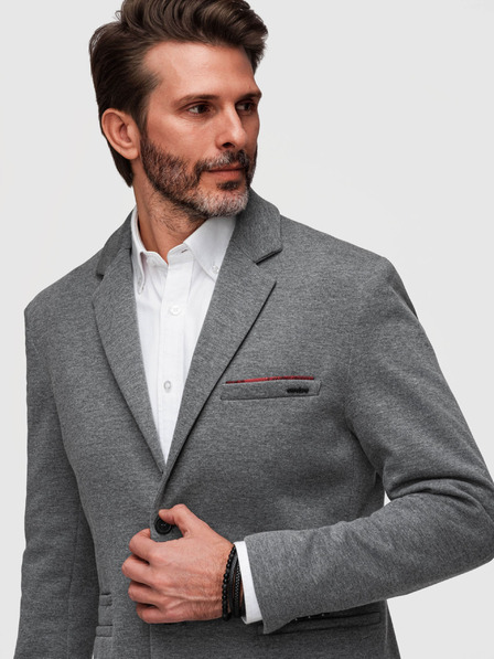 Ombre Clothing Sacou tricot pentru bărbați SLIM FIT - gri deschis V2 M170 Ombre Clothing