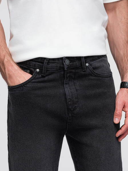 Ombre Clothing Pantaloni de blugi bărbătești JOGGERY cu fermoar clasic - negru V3 OM-PADJ-0265 Ombre Clothing