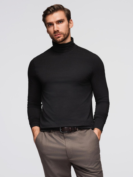 Ombre Clothing Guler rulat bărbătesc cu mânecă lungă - negru V1 OM-LSCL-0130 Ombre Clothing