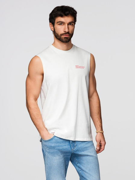 Ombre Clothing Tricou din bumbac pentru bărbați fără mâneci TANK TOP - alb V1 OM-TSTT-0243 Ombre Clothing