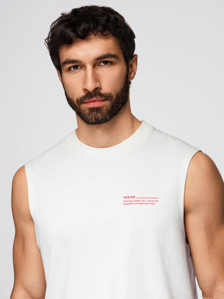 Ombre Clothing Tricou din bumbac pentru bărbați fără mâneci TANK TOP - alb V1 OM-TSTT-0243 Ombre Clothing