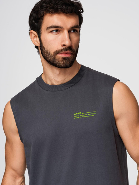 Ombre Clothing Tricou din bumbac pentru bărbați fără mâneci TANK TOP - gri grafit V2 OM-TSTT-0243 Ombre Clothing