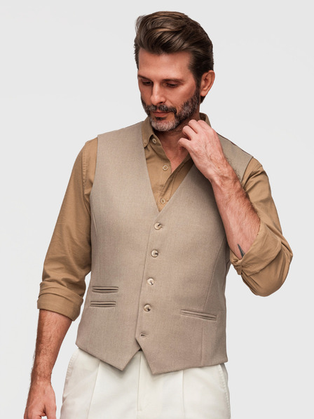 Ombre Clothing Vesta clasică pentru bărbați cu căptușeală - bej V1 V64 Ombre Clothing