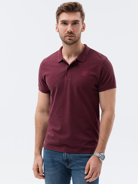 Ombre Clothing Tricou polo barbatesc Wine fara imprimeu Ombre Clothing S1374 basic