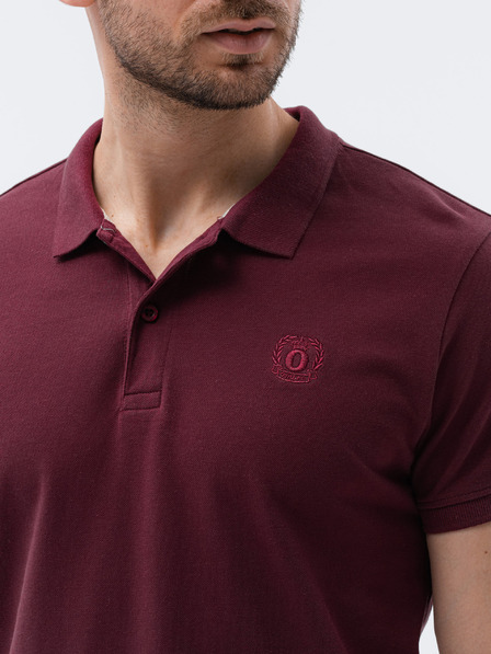 Ombre Clothing Tricou polo barbatesc Wine fara imprimeu Ombre Clothing S1374 basic