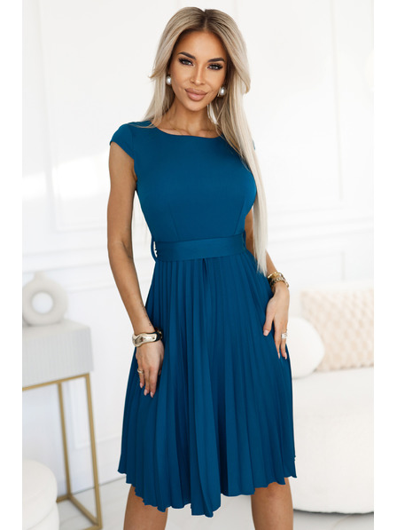 numoco Numoco Rochie clasică cu mânecă scurtă cu bretele și curea