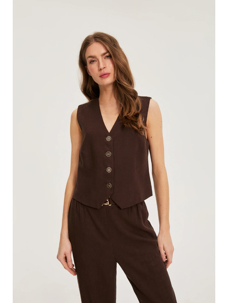 Moodo Vestă cu amestec de in maro Moodo