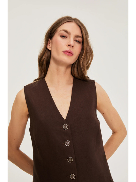 Moodo Vestă cu amestec de in maro Moodo