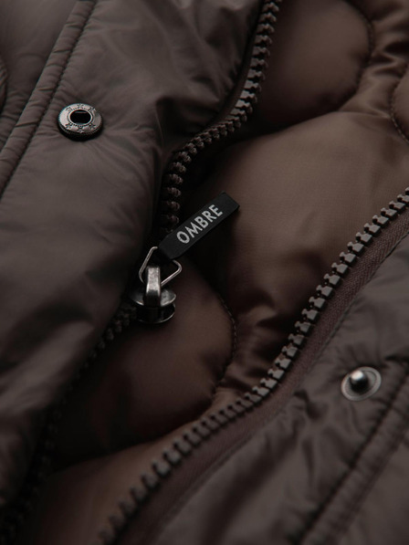 Ombre Clothing Jachetă matlasată pentru bărbați cu croială de cămașă - kaki V3 OM-JALP-0215 Ombre Clothing