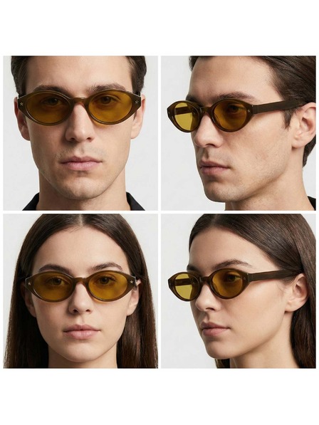 VEYREY VeyRey ochelari de soare cat-eye din acetat polarizati pentru femei Aest rama maro lentile galbene