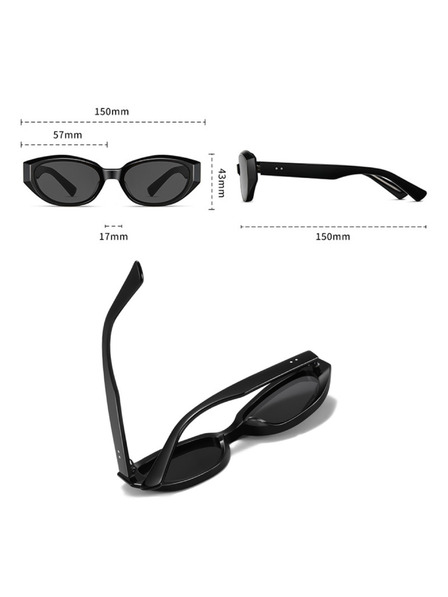 VEYREY VeyRey ochelari de soare cat-eye din acetat pentru femei Sublepp rama neagra lentile negre