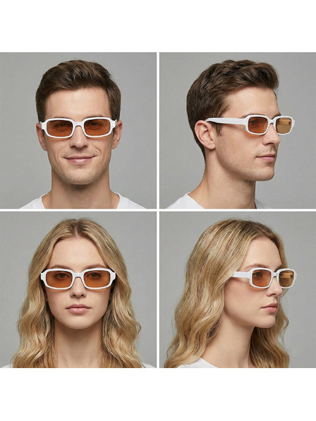 VEYREY VeyRey ochelari de soare patrulatori Nonmock rama alba lentile galbene