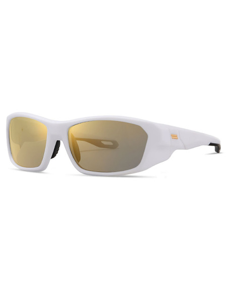 VEYREY VeyRey ochelari de soare sport polarizati Borned rama alba lentile aurii