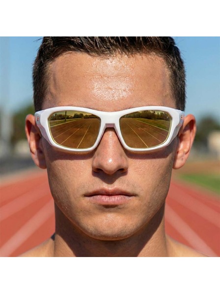 VEYREY VeyRey ochelari de soare sport polarizati Borned rama alba lentile aurii