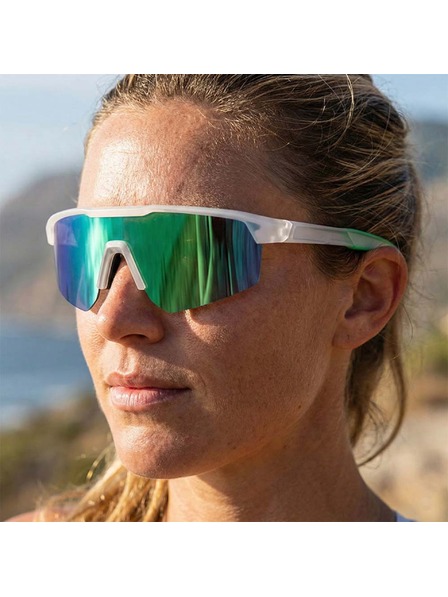 VEYREY VeyRey ochelari de soare sport polarizati Monoal rama alba lentile verzi