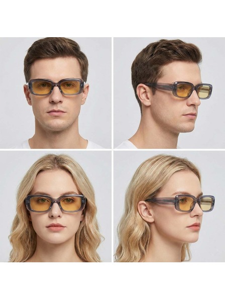 VEYREY VeyRey ochelari de soare patrati acetati polarizati Xep rama transparenta lentile galbene