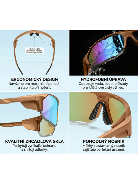 VEYREY VeyRey ochelari de soare sport polarizați Bralter rama maro lentile albastre