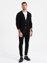 Ombre Clothing Cardigan structurat pentru bărbați cu buzunare - negru