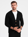 Ombre Clothing Cardigan structurat pentru bărbați cu buzunare - negru