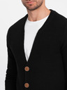 Ombre Clothing Cardigan structurat pentru bărbați cu buzunare - negru