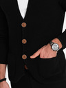 Ombre Clothing Cardigan structurat pentru bărbați cu buzunare - negru