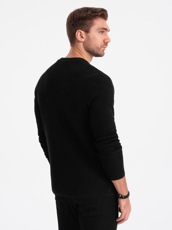 Ombre Clothing Cardigan structurat pentru bărbați cu buzunare - negru
