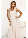numoco Rochie maxi elegantă de seară cu crac și flori - bej