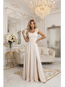 numoco Rochie maxi elegantă de seară cu crac și flori - bej