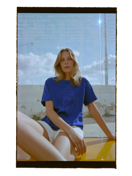 Moodo Bluză din bumbac albastră Moodo