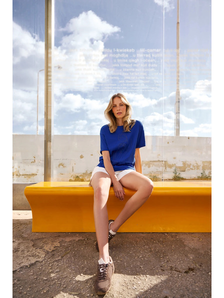 Moodo Bluză din bumbac albastră Moodo