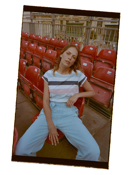 Moodo Tricou cu dungi albastru Moodo