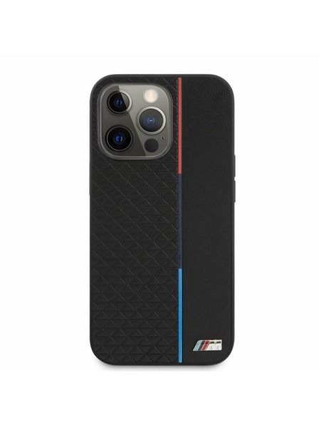 BMW BMW PU Triunghiuri Tricolor Line Carcasă Spate pentru iPhone 13 Pro Max Negru