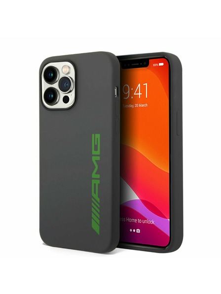AMG AMG Liquid Silicone Green Logo Carcasă Spate pentru iPhone 14 Pro Grey
