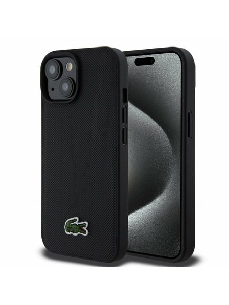 Lacoste Lacoste Iconic Petit Pique Woven Logo Magsafe Carcasă Spate pentru iPhone 15 Black